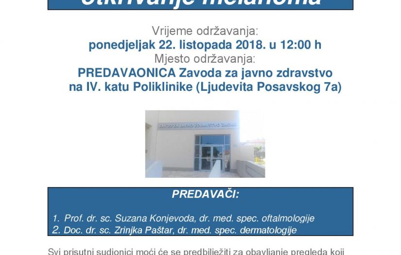 INFO DANI na temu &ldquo;Prevencija i rano otkrivanje melanoma&rdquo; u sklopu projekta MELAdetect