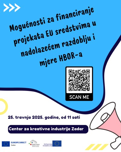 Poziv na informativno događanje &bdquo;Mogućnosti za financiranje projekata EU sredstvima u nadolazećem razdoblju i mjere HBOR-a&ldquo;
