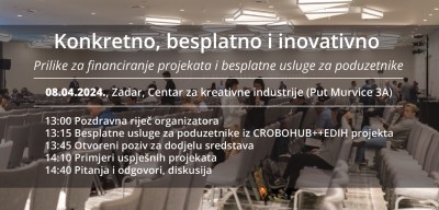 Poziv na događanje &bdquo;Prilike za financiranje projekata i besplatne usluge za poduzetnike&ldquo;